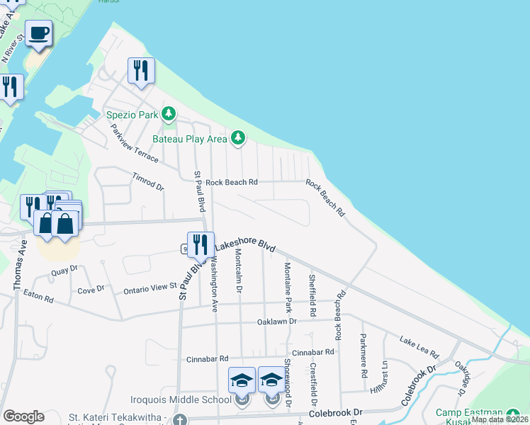 map of restaurants, bars, coffee shops, grocery stores, and more near 331 Norcrest Drive in Rochester