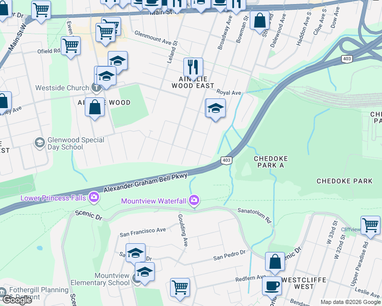map of restaurants, bars, coffee shops, grocery stores, and more near in Hamilton