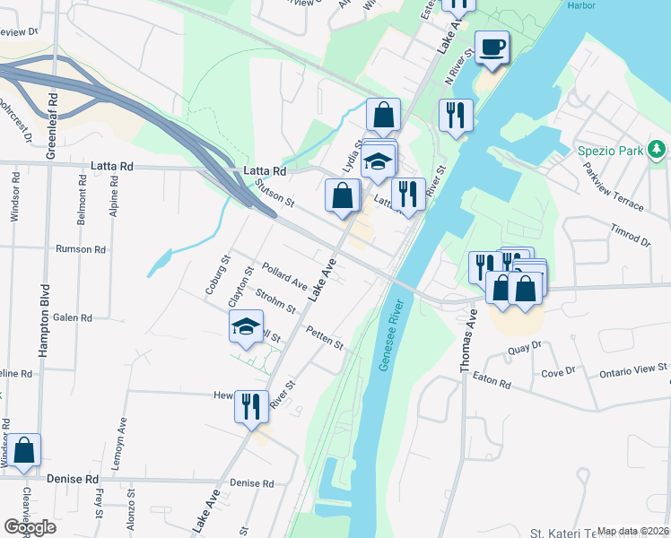map of restaurants, bars, coffee shops, grocery stores, and more near in Rochester