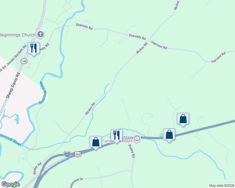 map of restaurants, bars, coffee shops, grocery stores, and more near 225 Ricker Road in Loudon