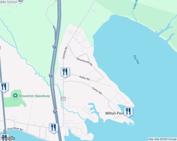 map of restaurants, bars, coffee shops, grocery stores, and more near 43 Woodworth Road in Central Square