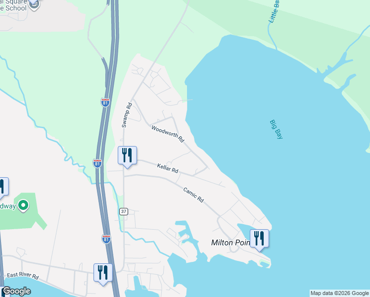 map of restaurants, bars, coffee shops, grocery stores, and more near 43 Woodworth Road in Central Square