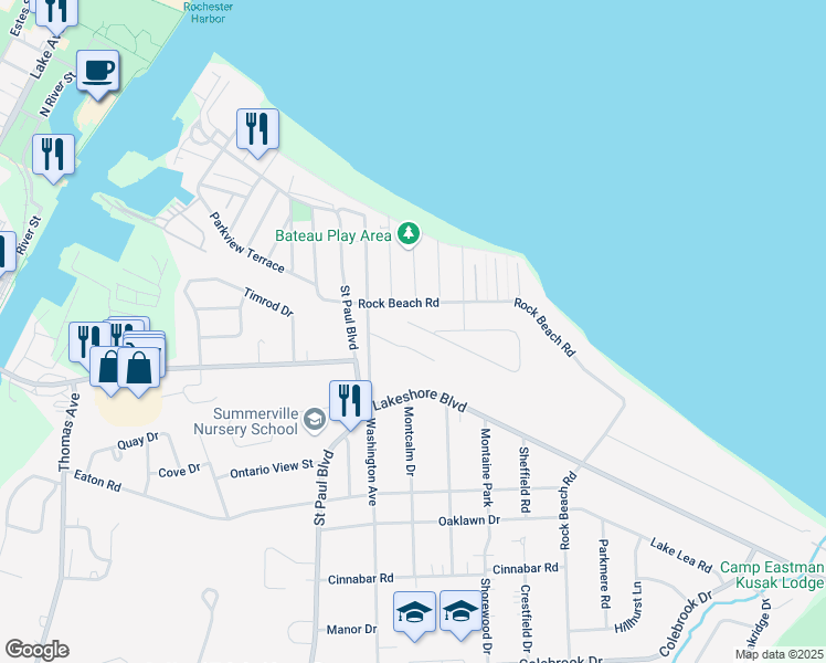 map of restaurants, bars, coffee shops, grocery stores, and more near 23 Norcrest Drive in Irondequoit