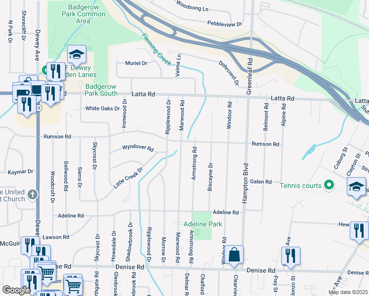 map of restaurants, bars, coffee shops, grocery stores, and more near 366 Marwood Rd in Rochester