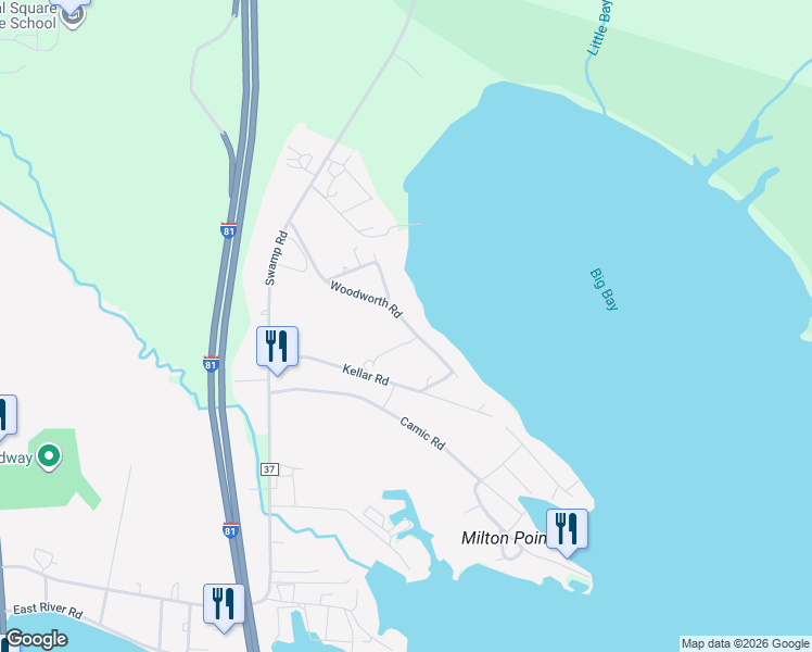 map of restaurants, bars, coffee shops, grocery stores, and more near 43 Woodworth Road in Central Square
