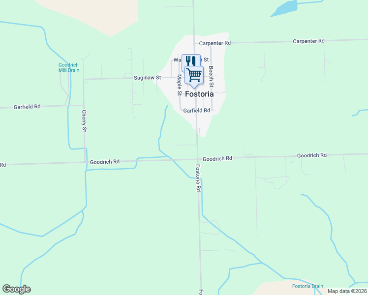 map of restaurants, bars, coffee shops, grocery stores, and more near 539 Sears Street in Fostoria