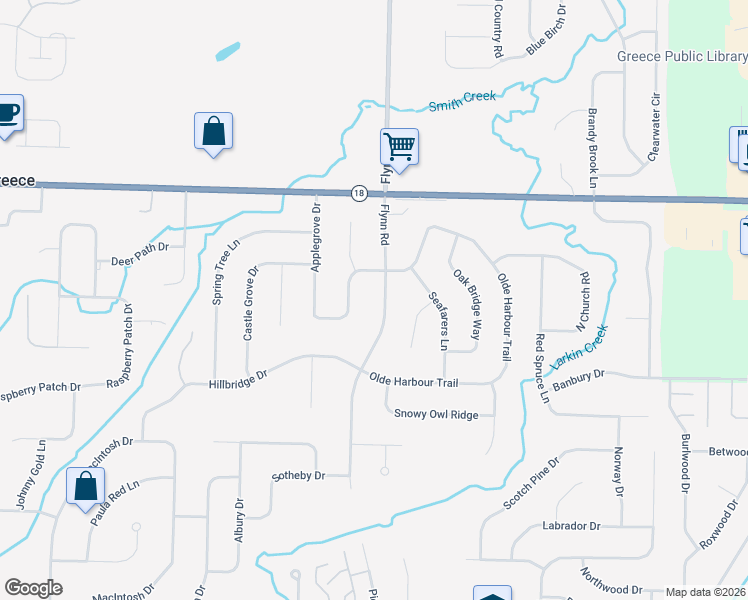 map of restaurants, bars, coffee shops, grocery stores, and more near 193 Applegrove Drive in Rochester