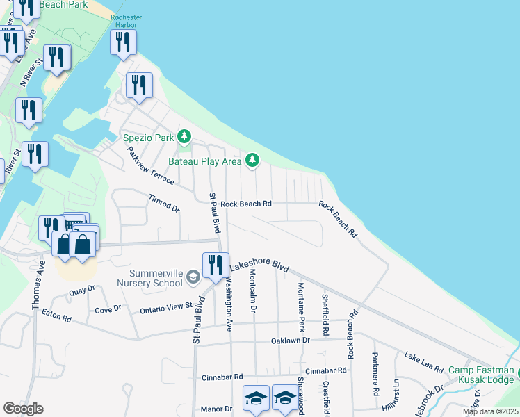 map of restaurants, bars, coffee shops, grocery stores, and more near 23 Norcrest Drive in Rochester