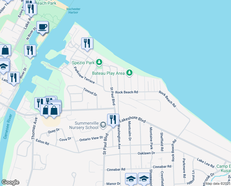 map of restaurants, bars, coffee shops, grocery stores, and more near 720 Washington Avenue in Irondequoit