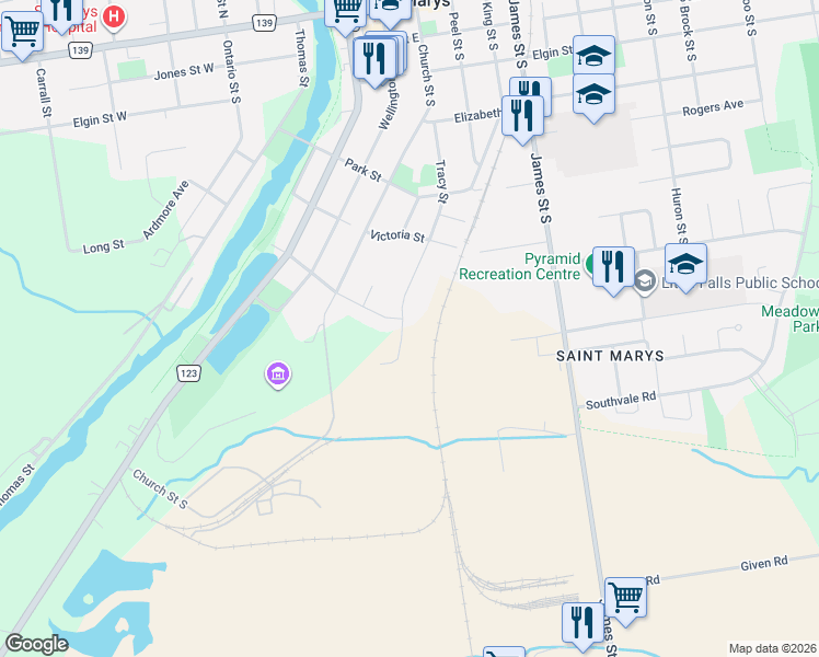 map of restaurants, bars, coffee shops, grocery stores, and more near 307 Tracy Street in Lakeside