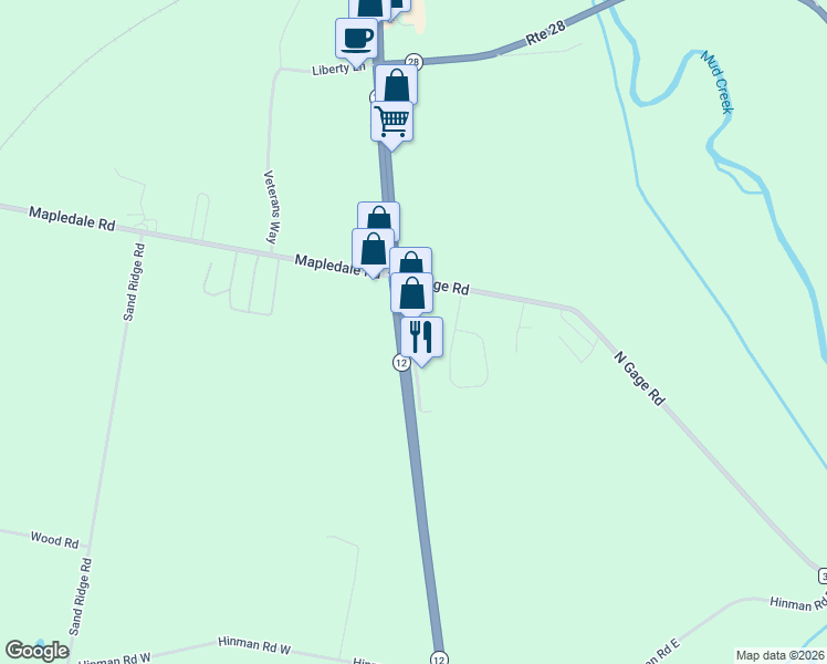 map of restaurants, bars, coffee shops, grocery stores, and more near 8010 New York 12 in Barneveld