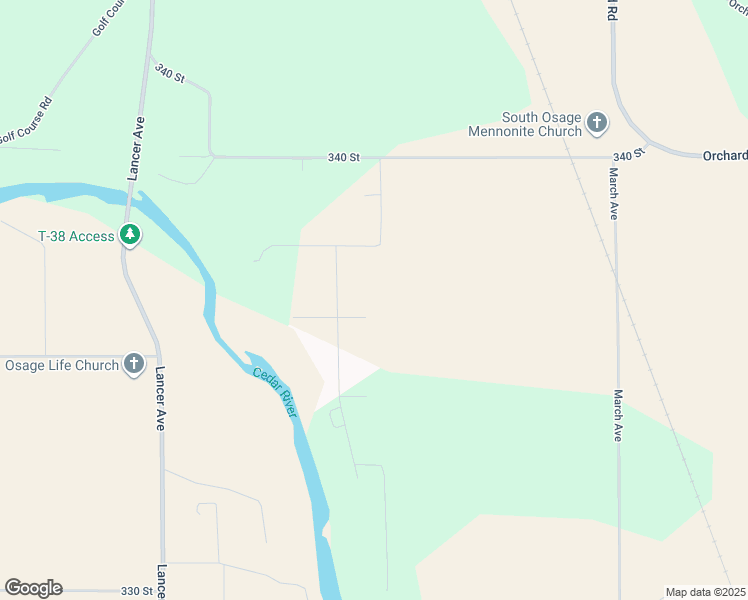 map of restaurants, bars, coffee shops, grocery stores, and more near 2137 336th Street in Osage