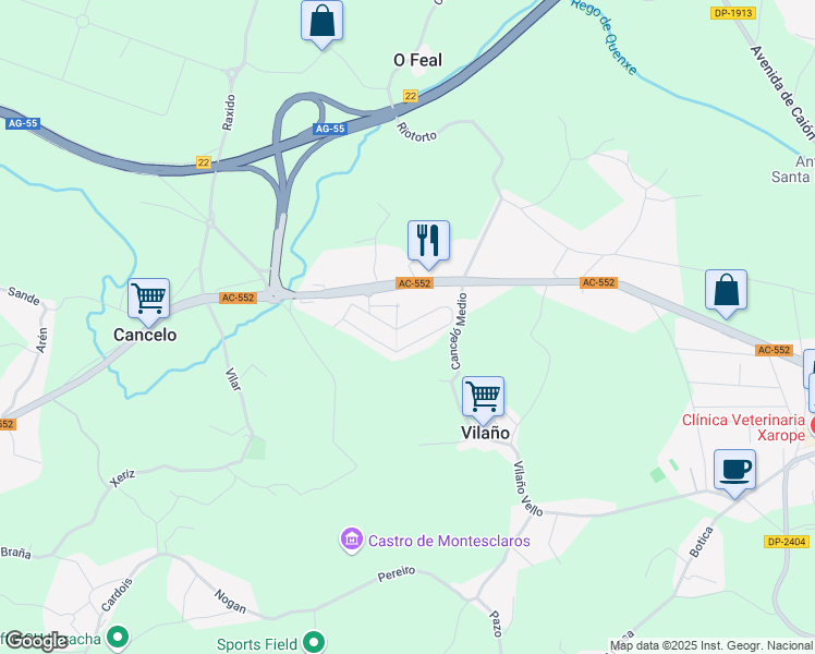 map of restaurants, bars, coffee shops, grocery stores, and more near in A Laracha