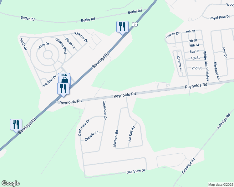 map of restaurants, bars, coffee shops, grocery stores, and more near 391 Reynolds Road in Fort Edward