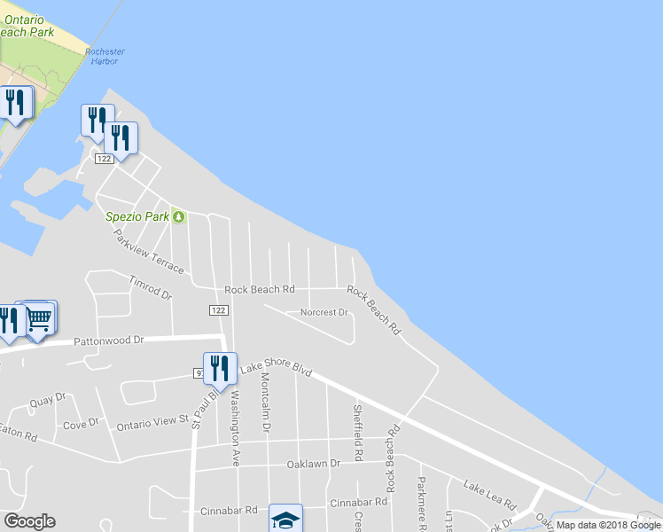 map of restaurants, bars, coffee shops, grocery stores, and more near 36 Harrison Terrace in Rochester