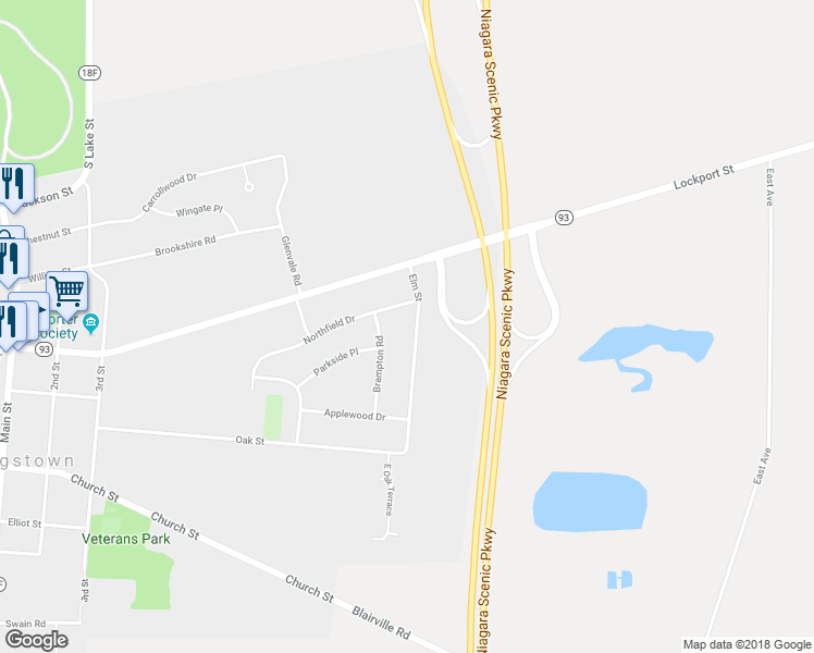 map of restaurants, bars, coffee shops, grocery stores, and more near 267 Elm Street in Youngstown