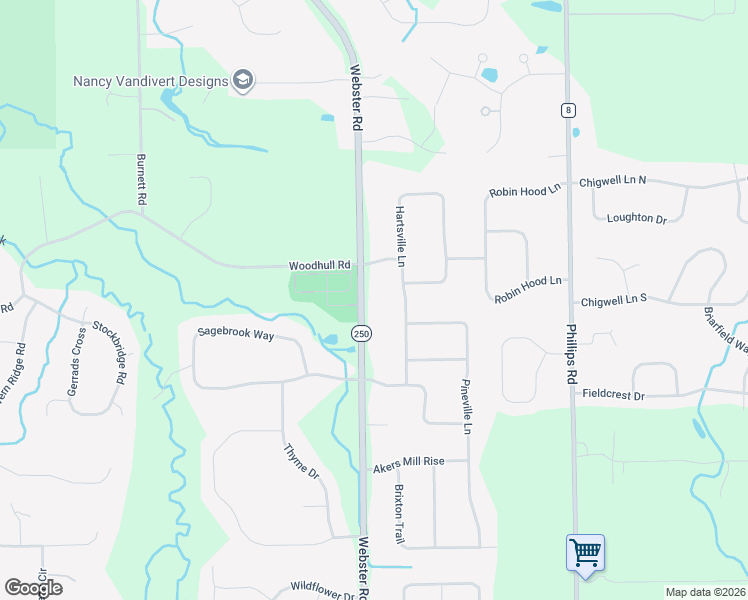 map of restaurants, bars, coffee shops, grocery stores, and more near 370 Webster Road in Webster