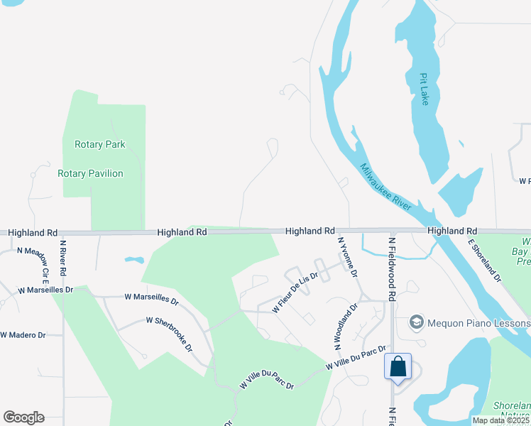 map of restaurants, bars, coffee shops, grocery stores, and more near 3308 Highland Road in Mequon