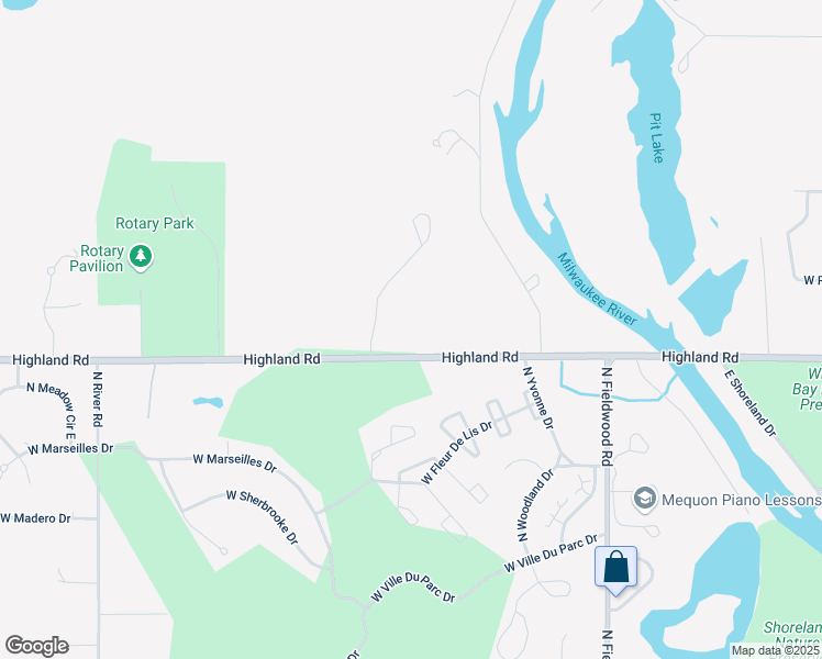 map of restaurants, bars, coffee shops, grocery stores, and more near 3308 Highland Road in Mequon