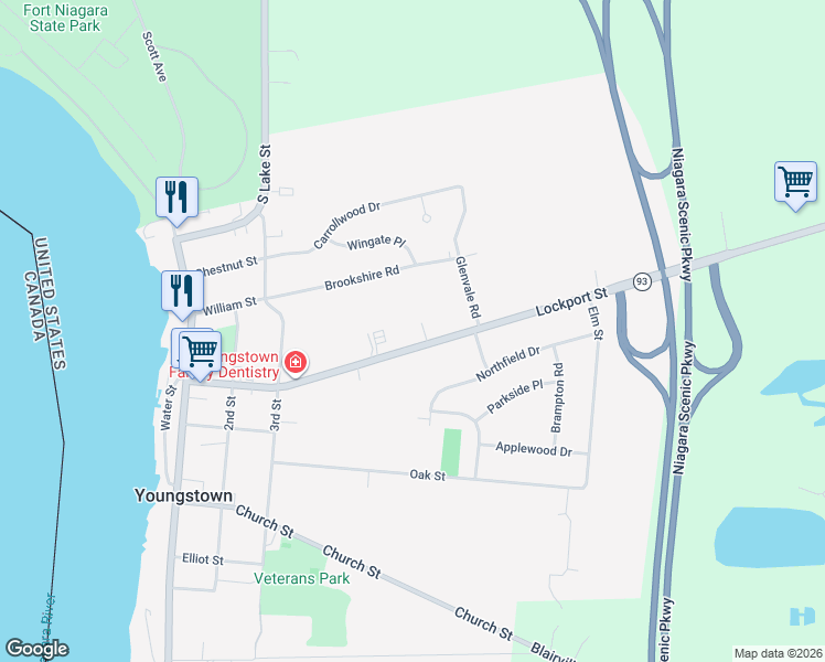 map of restaurants, bars, coffee shops, grocery stores, and more near 446 Lockport Street in Youngstown