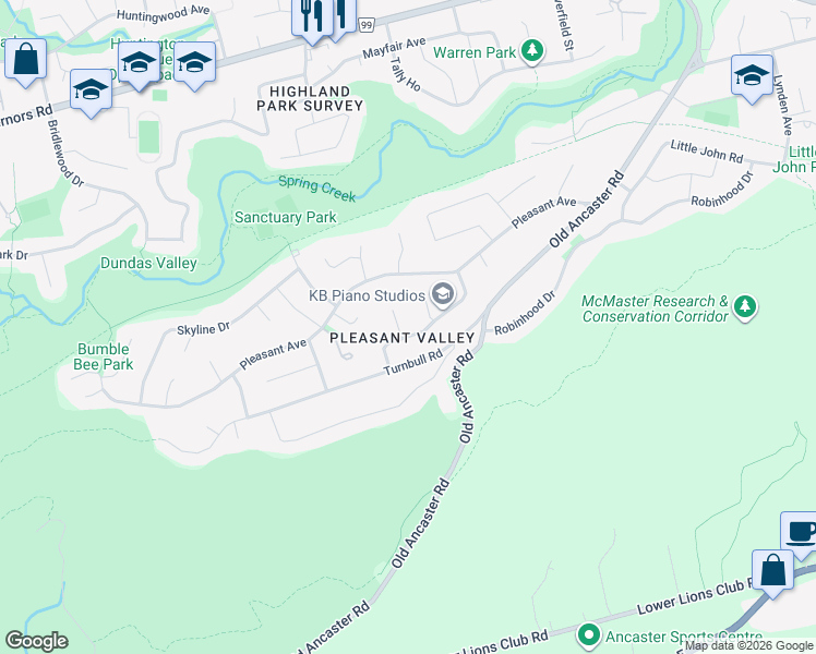 map of restaurants, bars, coffee shops, grocery stores, and more near in Hamilton