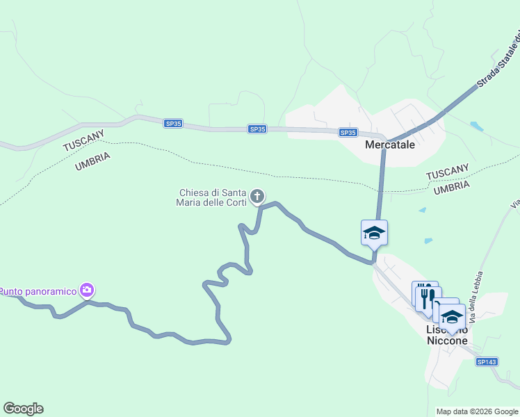 map of restaurants, bars, coffee shops, grocery stores, and more near 3 Vocabolo Santa Maria delle Corti in Provincia di Perugia