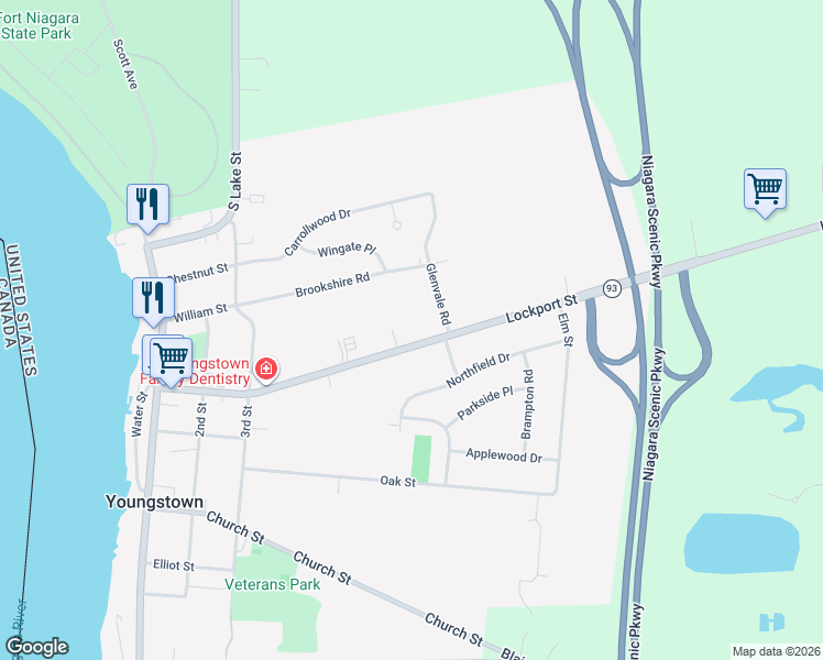 map of restaurants, bars, coffee shops, grocery stores, and more near 478 Lockport Street in Youngstown