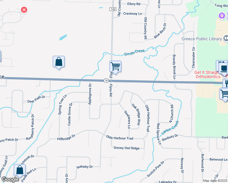 map of restaurants, bars, coffee shops, grocery stores, and more near 1166 Flynn Road in Rochester