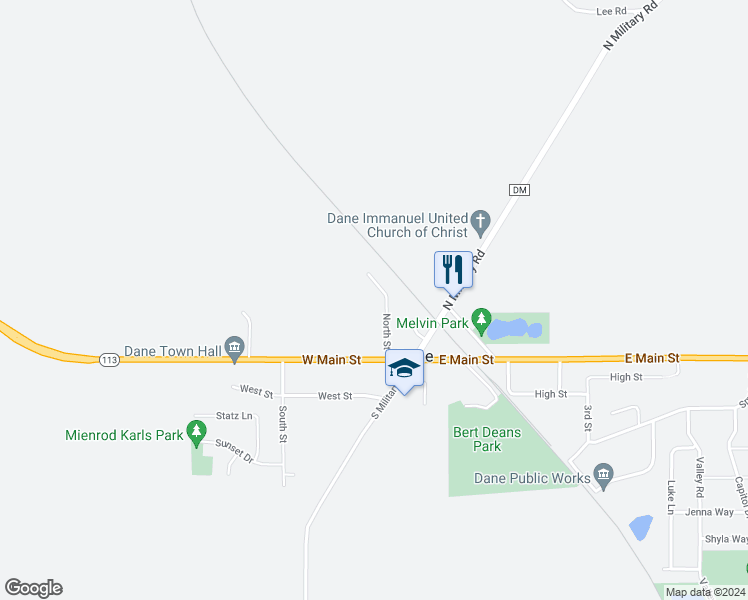 map of restaurants, bars, coffee shops, grocery stores, and more near 260 North Street in Dane