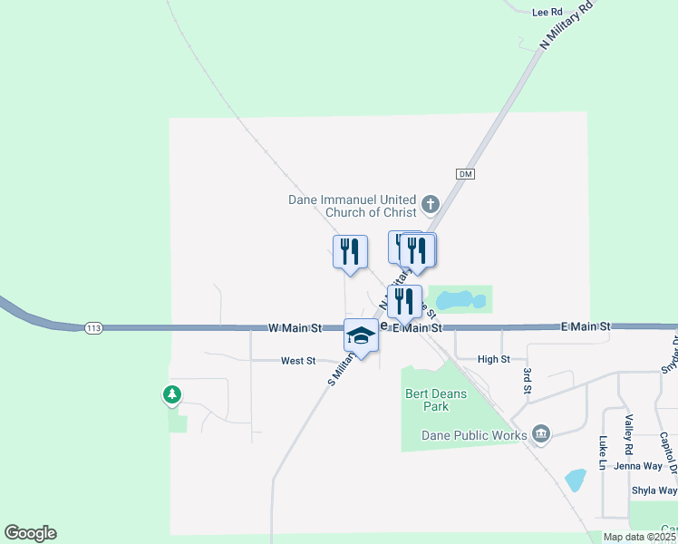 map of restaurants, bars, coffee shops, grocery stores, and more near 260 North Street in Dane
