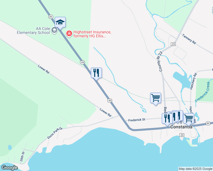 map of restaurants, bars, coffee shops, grocery stores, and more near 1576 New York 49 in Constantia