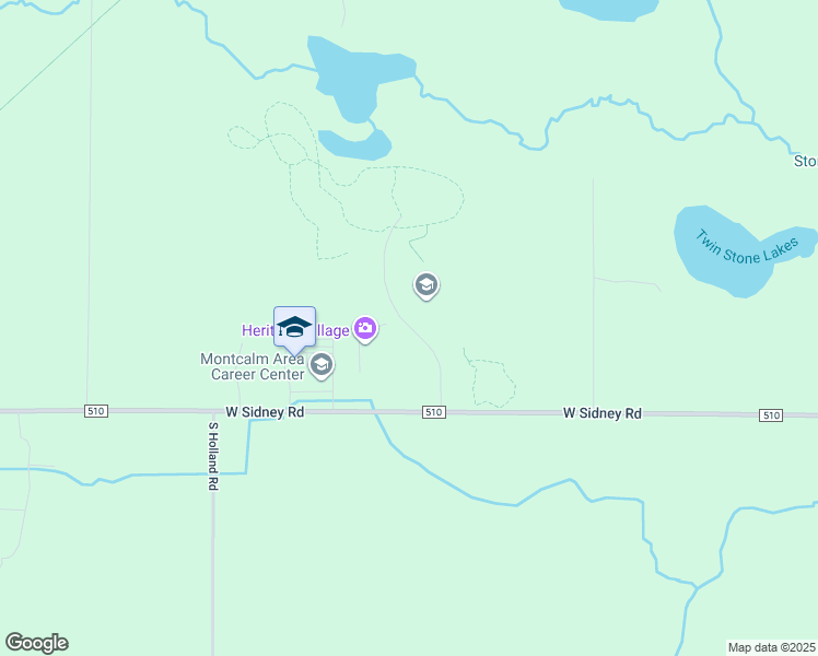 map of restaurants, bars, coffee shops, grocery stores, and more near College Drive in Sidney