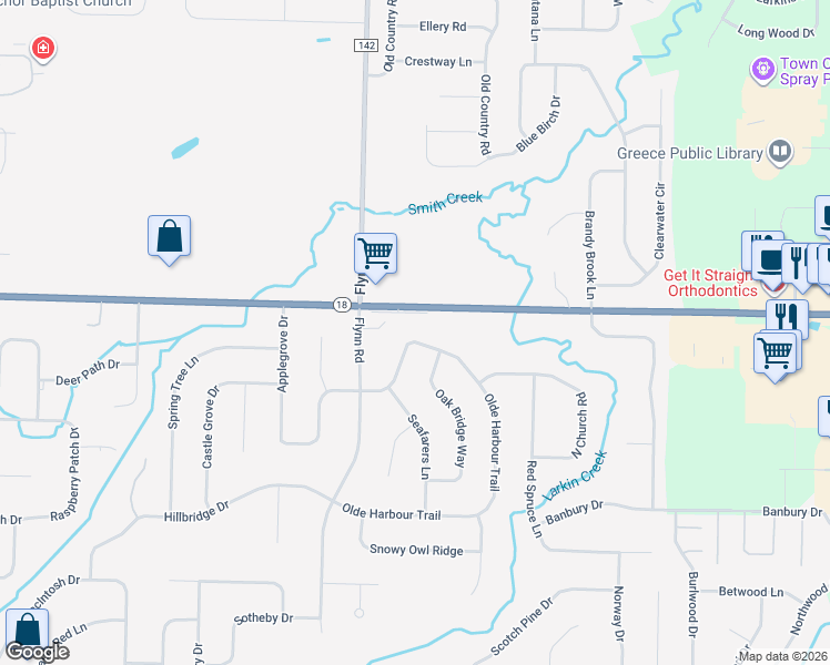 map of restaurants, bars, coffee shops, grocery stores, and more near 88 Harbour Trail in Greece