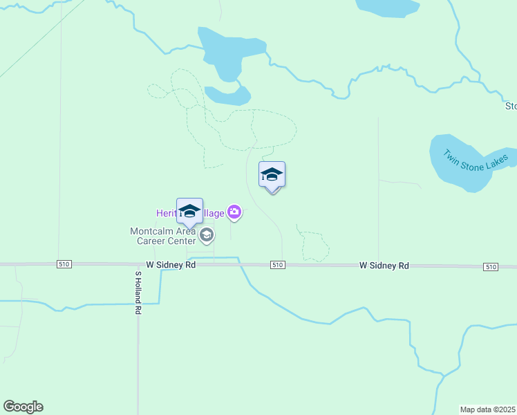 map of restaurants, bars, coffee shops, grocery stores, and more near College Drive in Sidney