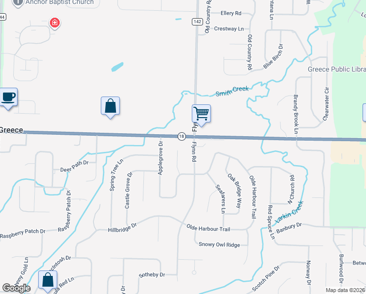 map of restaurants, bars, coffee shops, grocery stores, and more near 66 Olde Tavern Circle in Rochester