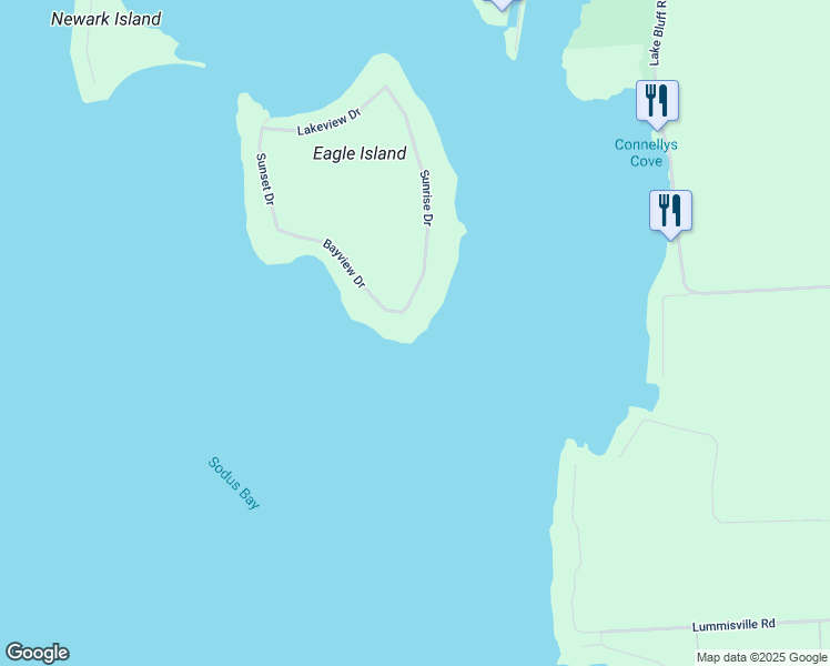 map of restaurants, bars, coffee shops, grocery stores, and more near 6992 Sunrise Drive in Sodus Point