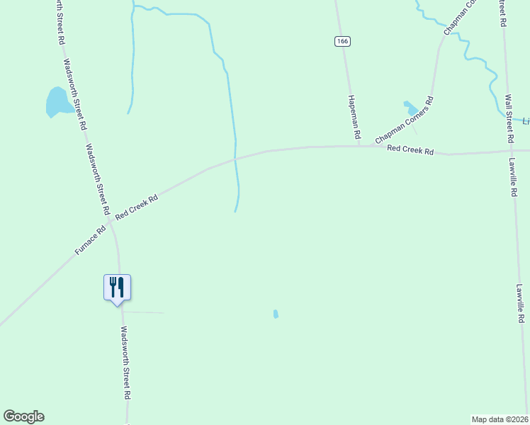 map of restaurants, bars, coffee shops, grocery stores, and more near 12642 Red Creek Road in Wolcott