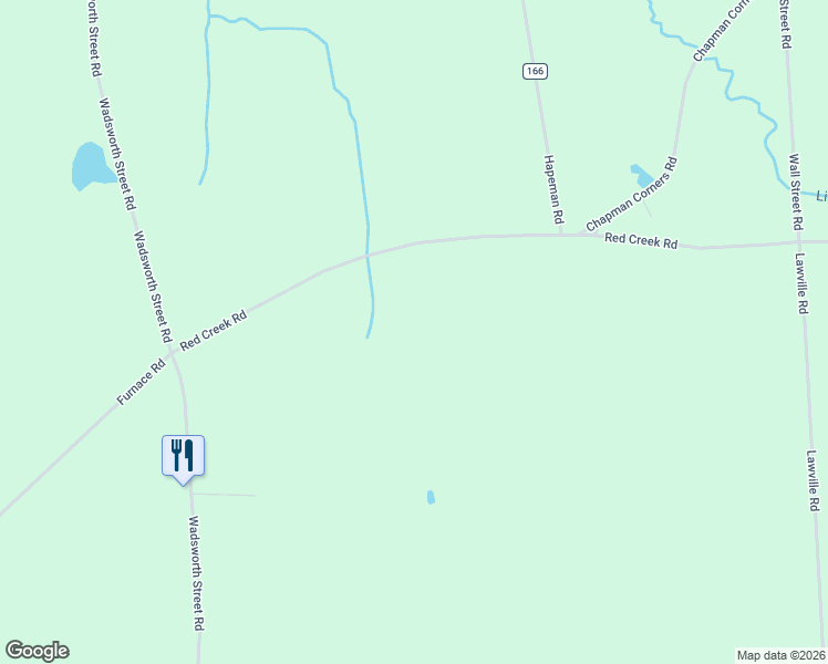 map of restaurants, bars, coffee shops, grocery stores, and more near 12642 Red Creek Road in Wolcott