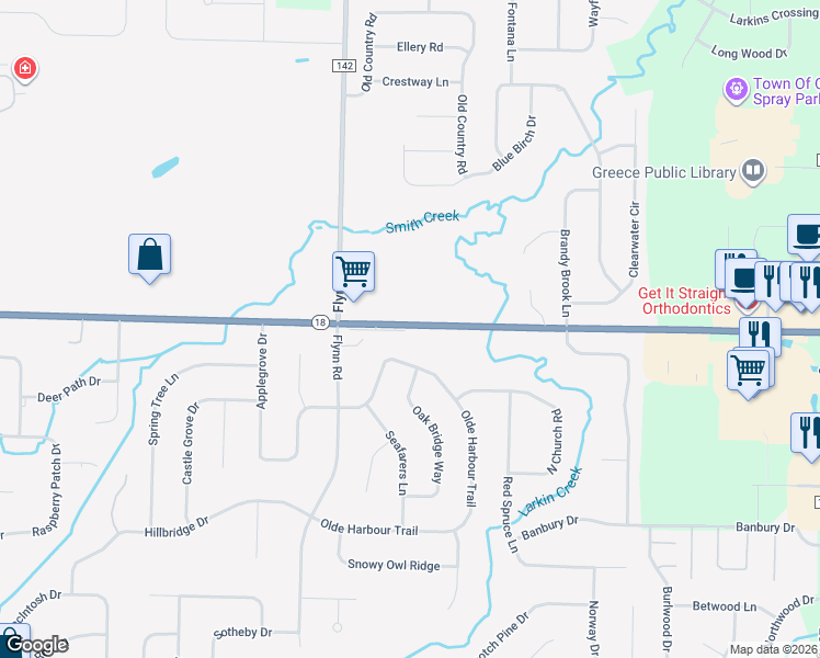 map of restaurants, bars, coffee shops, grocery stores, and more near 88 Harbour Trail in Greece