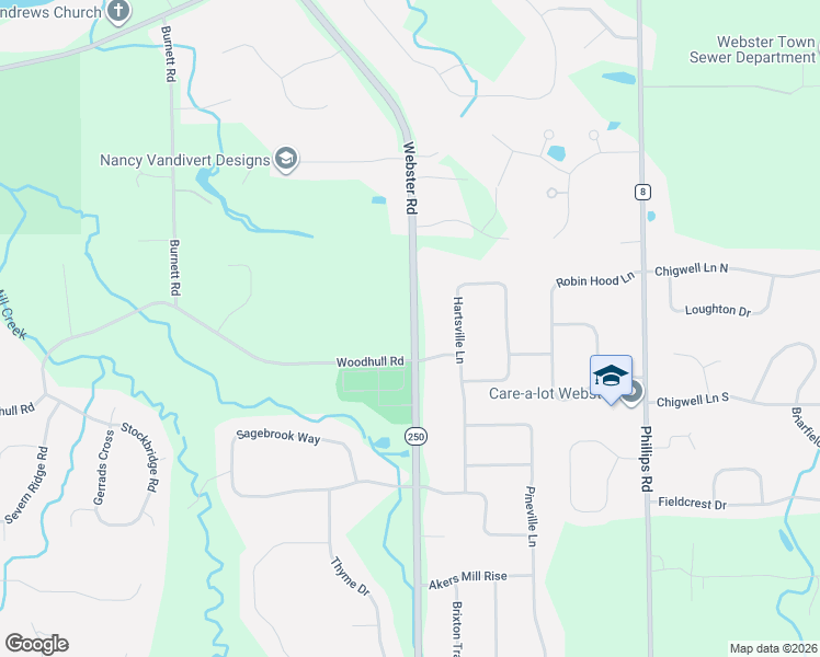 map of restaurants, bars, coffee shops, grocery stores, and more near 330 Webster Road in Webster