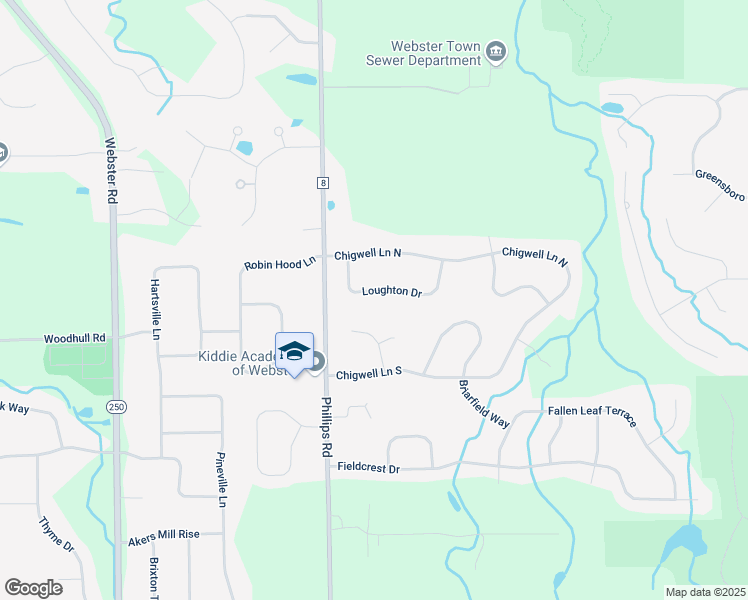 map of restaurants, bars, coffee shops, grocery stores, and more near 1436 Loughton Drive in Webster