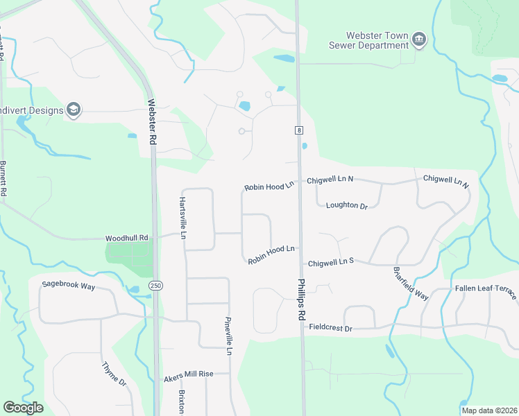 map of restaurants, bars, coffee shops, grocery stores, and more near 1349 Robin Hood Lane in Webster