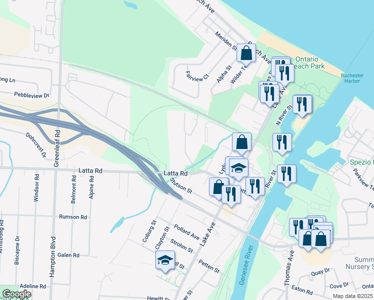 map of restaurants, bars, coffee shops, grocery stores, and more near 18 Spanish Trail in Monroe County