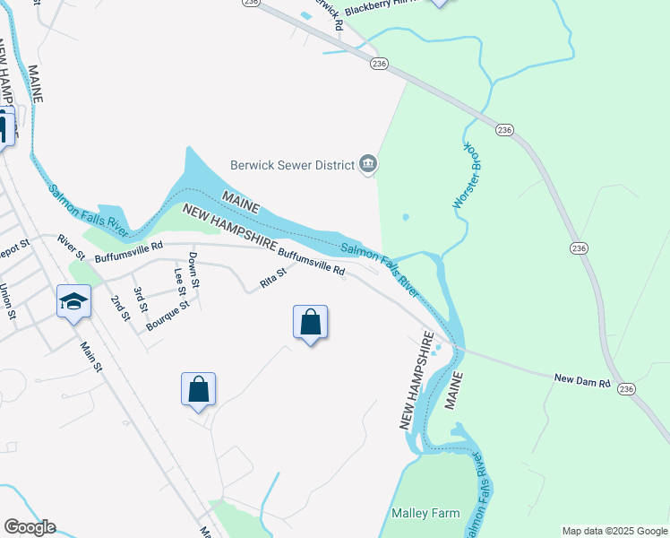 map of restaurants, bars, coffee shops, grocery stores, and more near 73 Buffumsville Rd in Somersworth