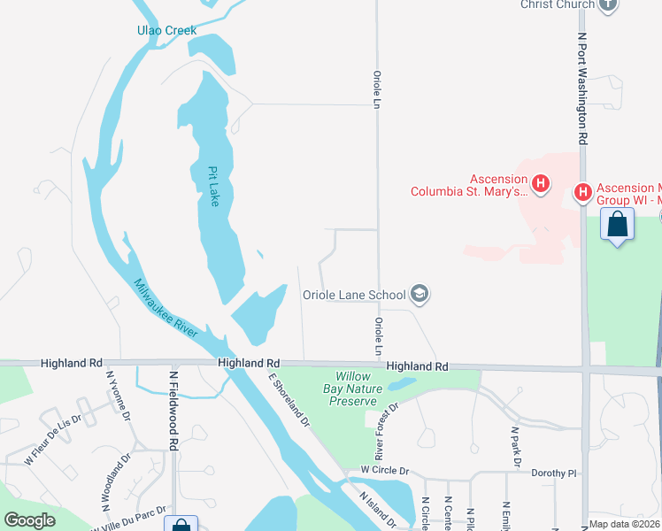 map of restaurants, bars, coffee shops, grocery stores, and more near 13002 North Phillip Drive in Mequon