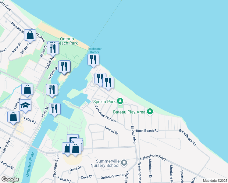 map of restaurants, bars, coffee shops, grocery stores, and more near 5324 Saint Paul Boulevard in Irondequoit
