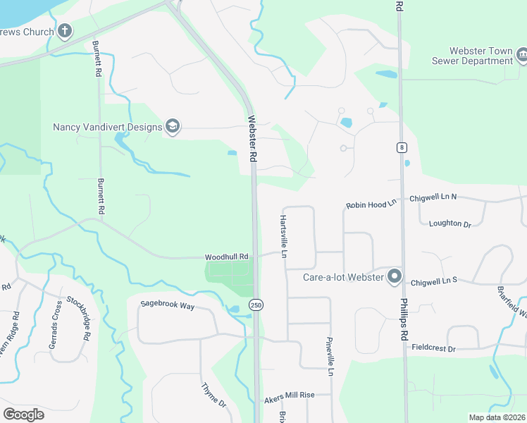 map of restaurants, bars, coffee shops, grocery stores, and more near 318 Webster Road in Webster
