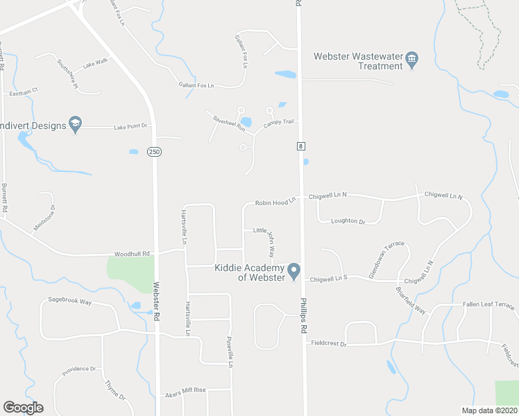 map of restaurants, bars, coffee shops, grocery stores, and more near 1349 Robin Hood Lane in Webster