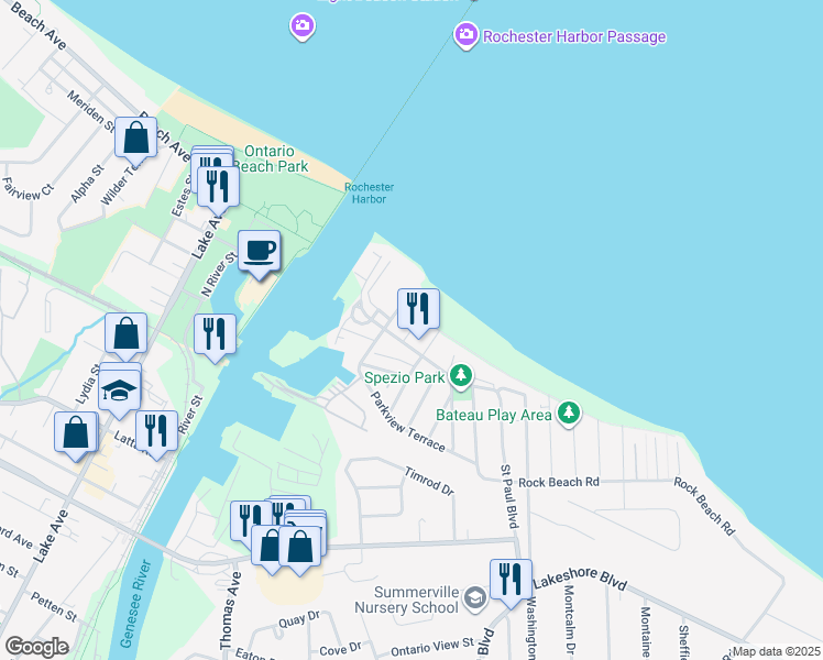 map of restaurants, bars, coffee shops, grocery stores, and more near 2nd Street in Rochester