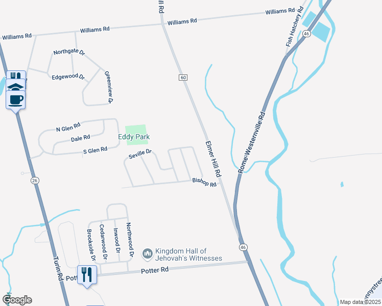 map of restaurants, bars, coffee shops, grocery stores, and more near 8115 Buena Vista Drive in Rome